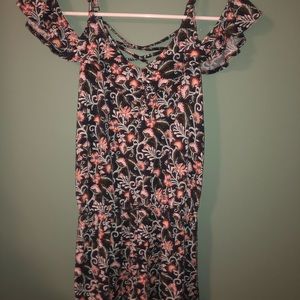 Brown romper with flowers